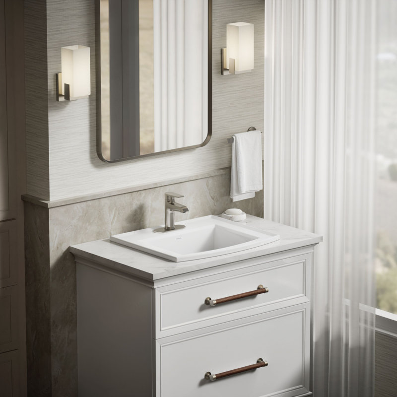 Archer® Vitreous China Rectangular Drop-In Bathroom Sink with Overflow, 4'' Centers, White