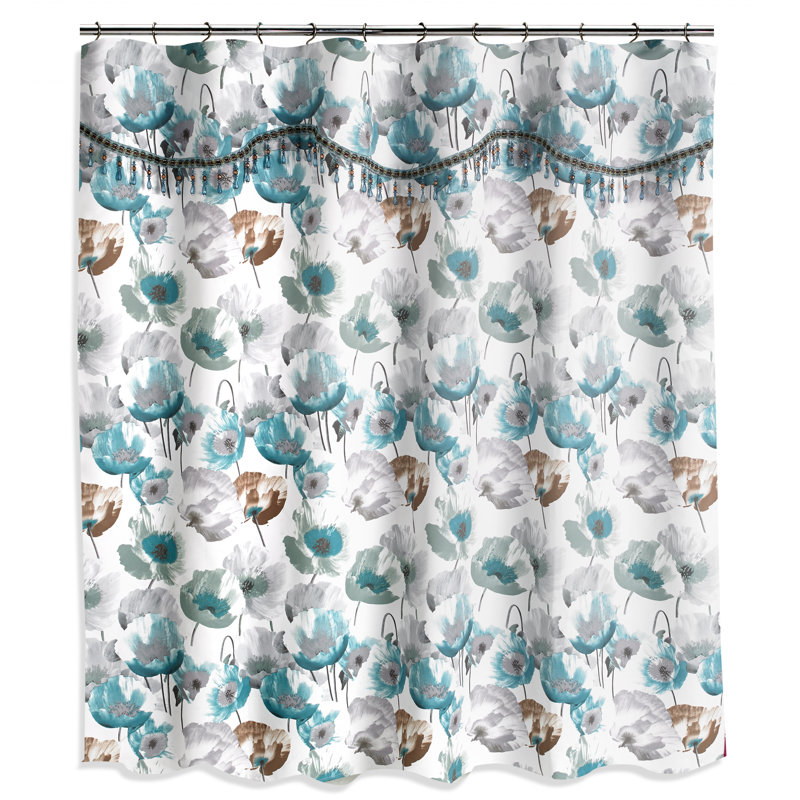 California Floral Shower Curtain, Aqua