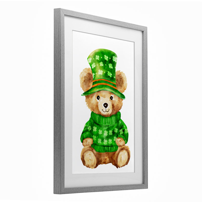 «St. Patty's Day», reproduction sous verre encadrée par Amy Hall, H 20 po x l 14 po, Cadre de ferme gris