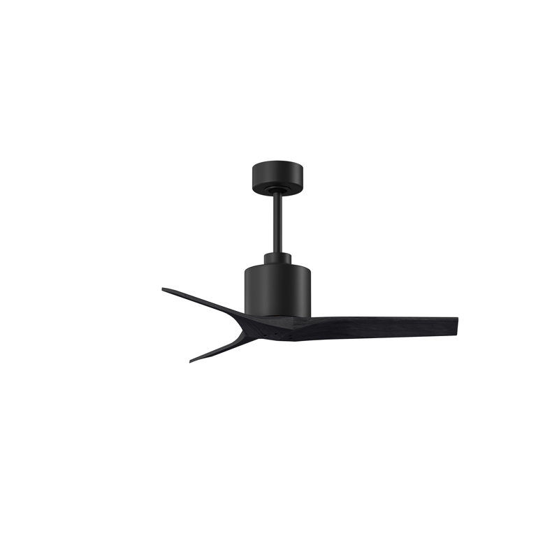 Ventilateur de plafond standard à 3 pales Ertugrul, Noir mat, 42", Noir mat