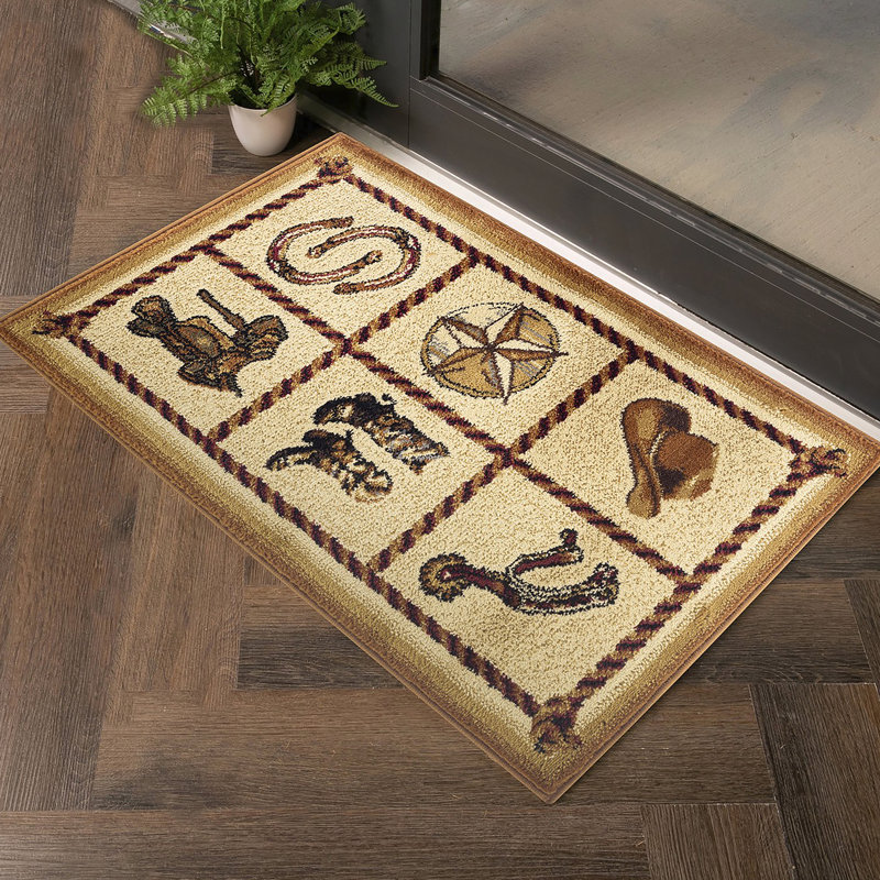 Tapis tribal beige Southwest, Rectangle 5 pi 3 po x 7 pi 3 po