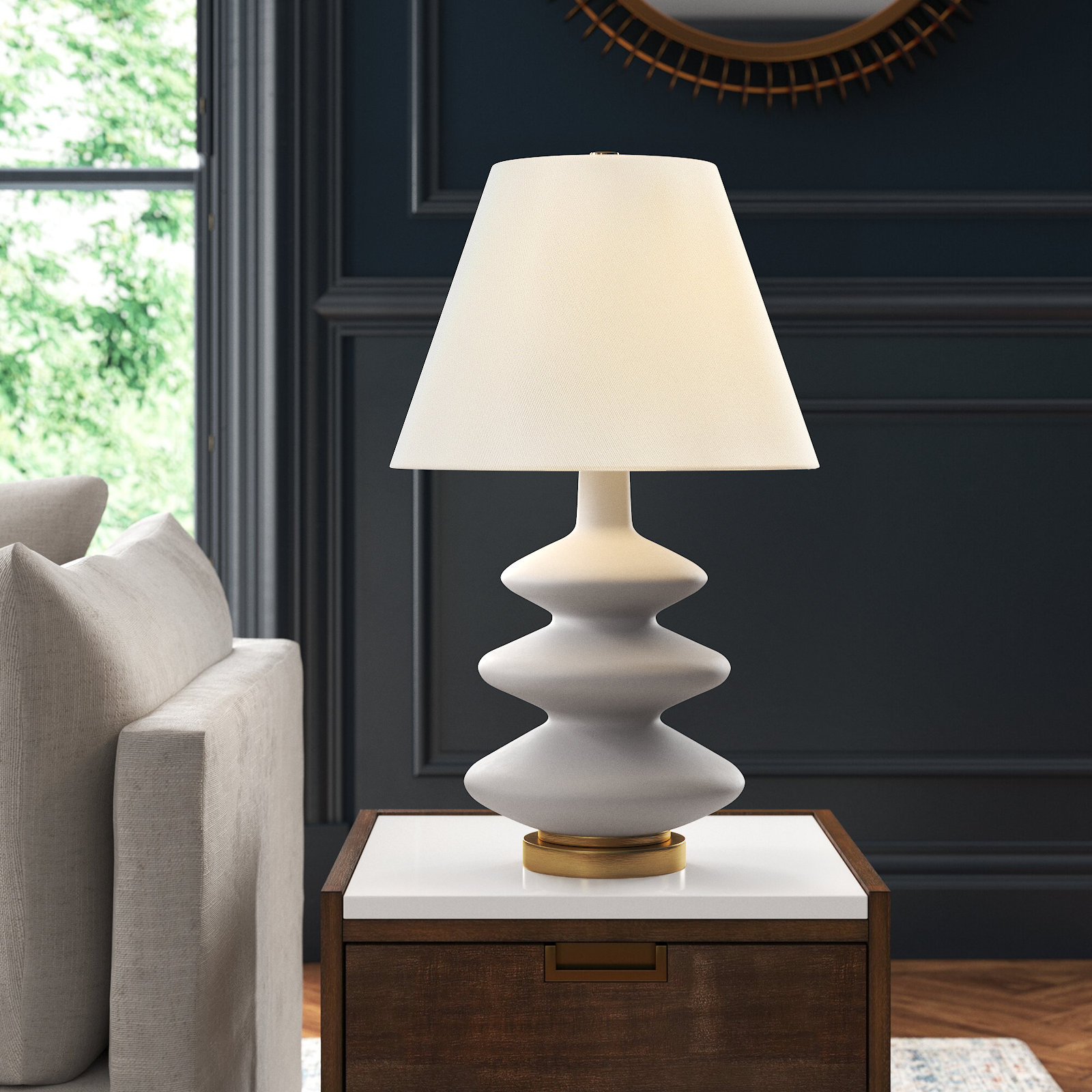 Danelea Glass Table Lamp, Cool Gray