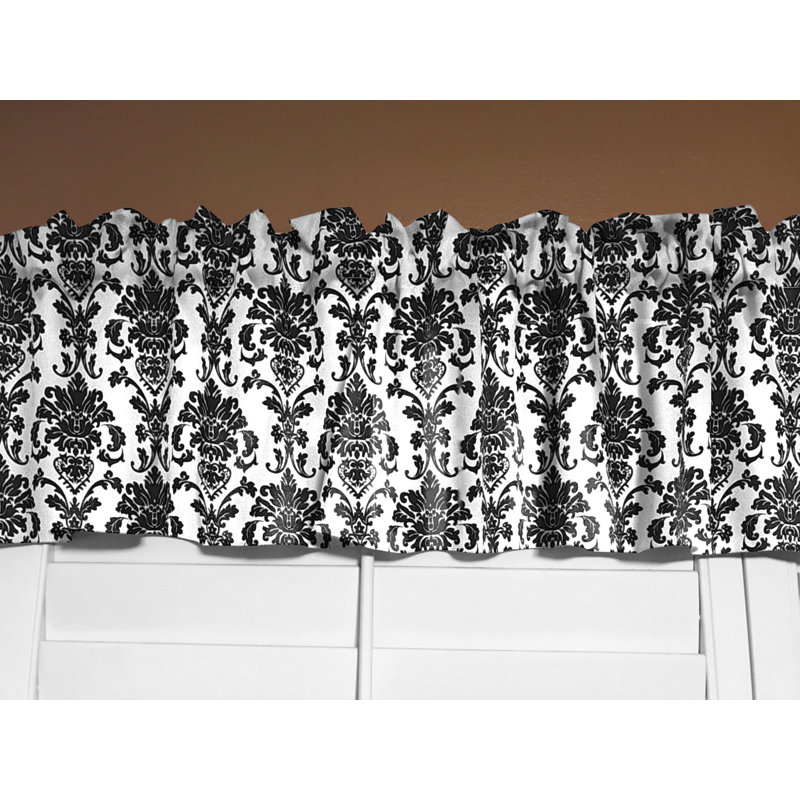 Cantonnière florale en damas 58 po, L 58 po x L 14 po, Blanc