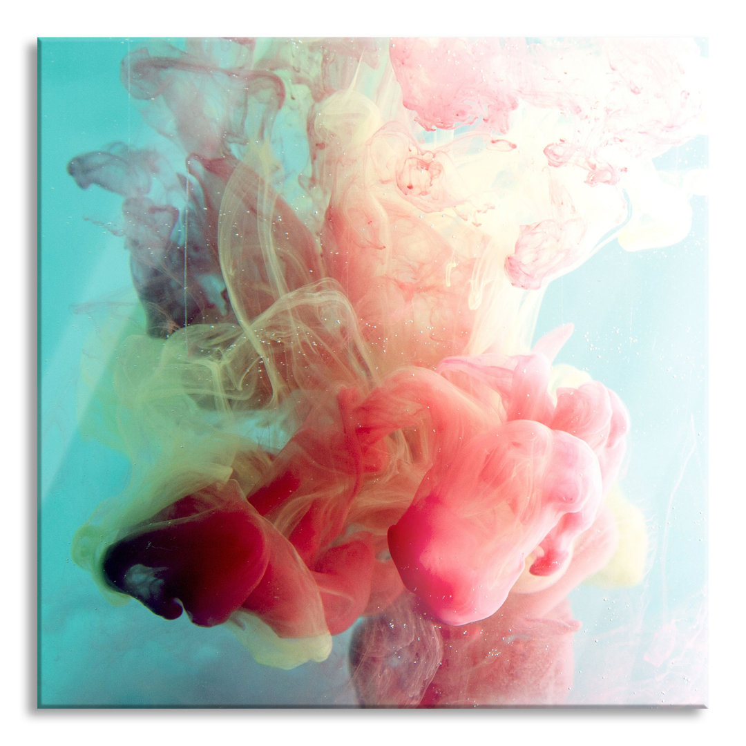 Glasbild Quadratisch | Wandbild Auf Echtglas | Colorful Smoke | Inkl. Aufhängung Und Abstandshalter 2 Colorful smokeLQ65...