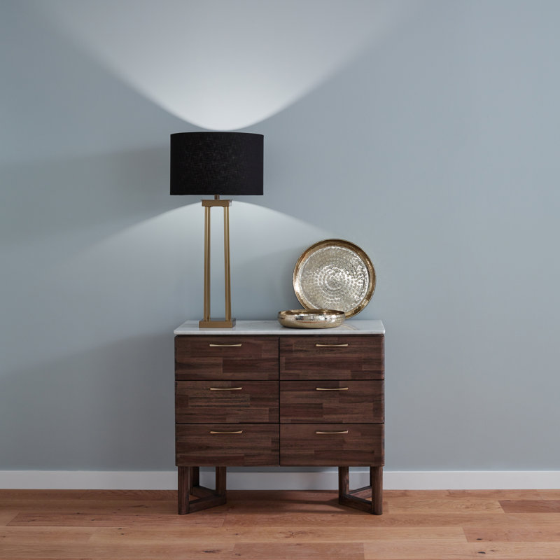 Metal Table Lamp, Gold, Black, Linen