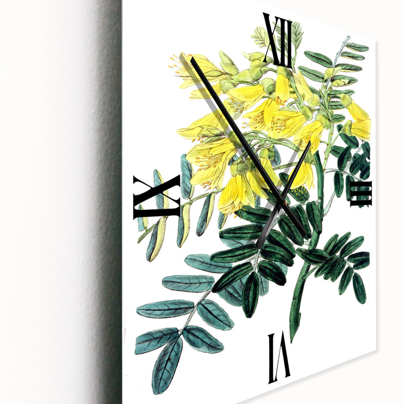 Horloge murale rétro Vintage Yellow Flower II, Petit