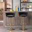 Ensemble de 2 tabourets de bar, avec repose-pieds chromé et base pivotante à hauteur réglable en velours mécanique + tabouret de bar simple Golden Leg - noir-1807510346-1807510340