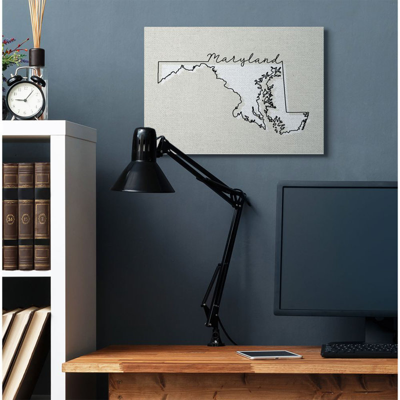 « maryland home state map neutral design », impression sur toile, Toile tendue, H 24 po x l 30 po x P 1,5 po