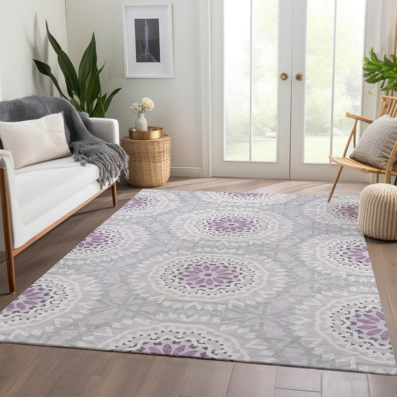 Tapis intérieur / extérieur en polyester tissé à la machine Kawailani, Rectangle 2 pi 6 po x 3 pi 10 po