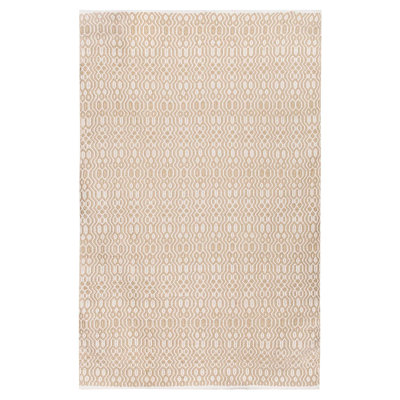 Caillat géométrique tissé à la main et recyclé P.E.T. Tapis beige