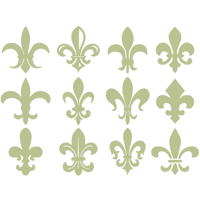 Décalcomanie murale motif fleur du lis, H 24 po x l 32 po x P 0,01 po, Céladon