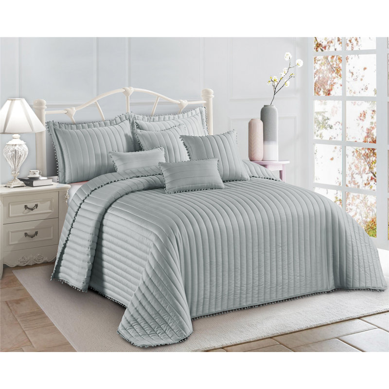 Willmot Microfibre Bedspread Set, Silver, 185 x 240 cm Bedspread - 1 Pillowcase