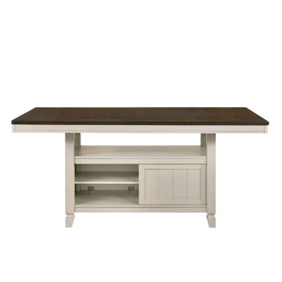 Table à hauteur de comptoir Zane, finition chêne et blanc antique