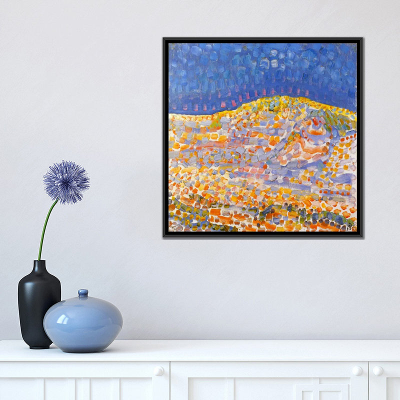 " Dune Ll " by Piet Mondrian, 18" H x 18" W x 1.5" D, Black Framed Canvas, No Mat