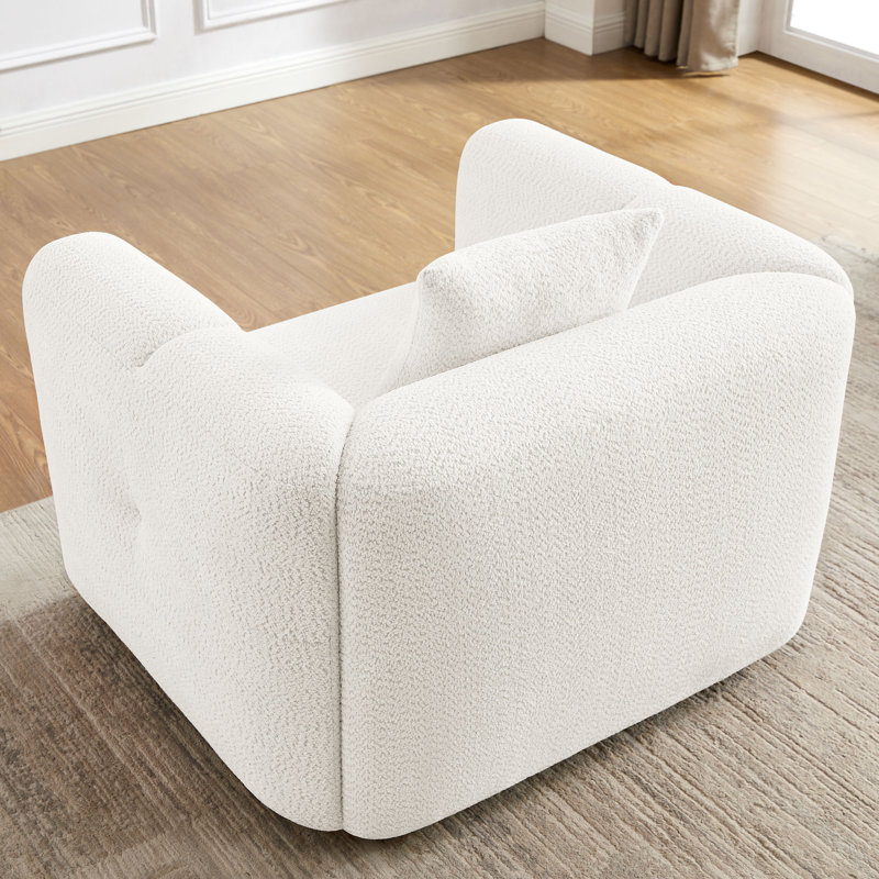 Chaise d'appoint rembourrée 42,91 po Jasey, Polyester blanc