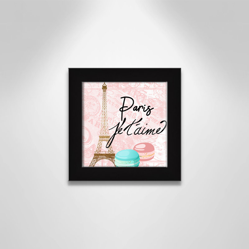 Bonjour paris 1, H 10 po x l 10 po x P 0,63 po, Cadre noir