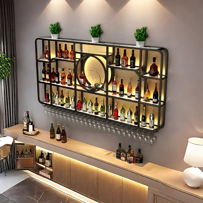Creative Circle Wine Rack, Black, 47.2" H x 70.8" W x 7.8" D