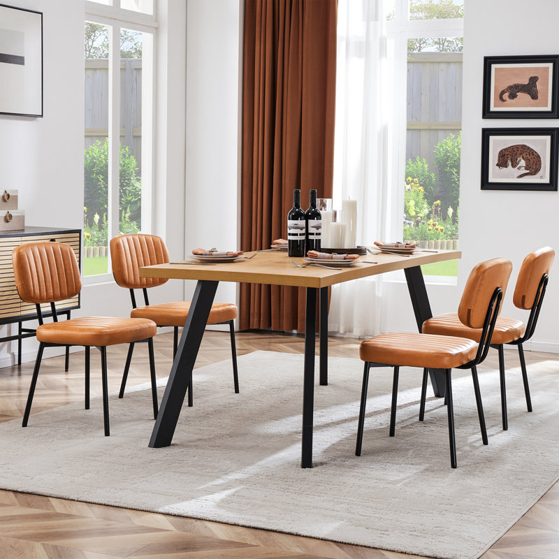 Chaises de salle à manger rembourrées en faux cuir Aura, Brun