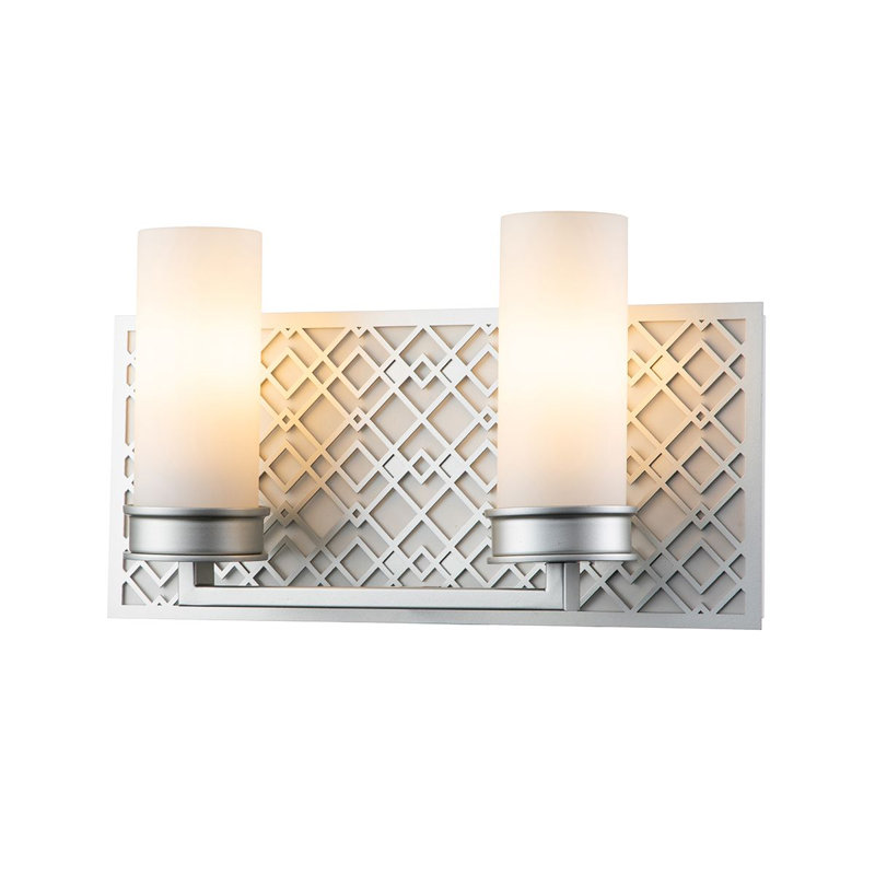 Meuble-lavabo 2 lumières Ziggy, Argent laqué