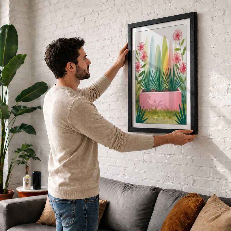 Potted Tropical Arrangement Botanical - Print, Walnut, A4 - 29.7 x 21.0 cm