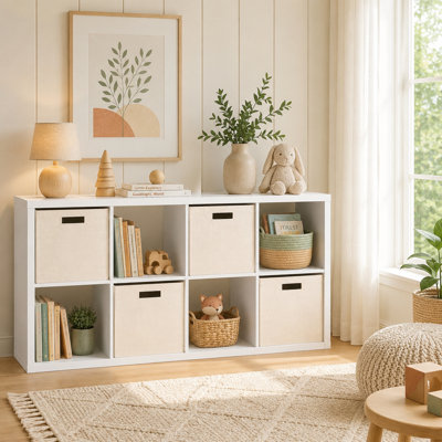 8 Cube White Storage Bookcase