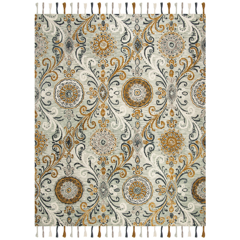 Guzi Hand Hooked Wool Oriental Rug, Rectangle 5' x 8'