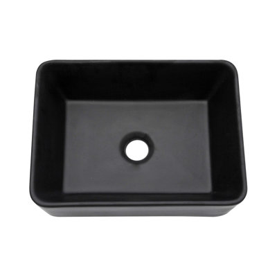 16"X12" Black Ceramic Rectangular Vessel Bathroom Sink