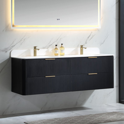 Wall-Mounted Floating Bathroom Vanity with Acrylic Top