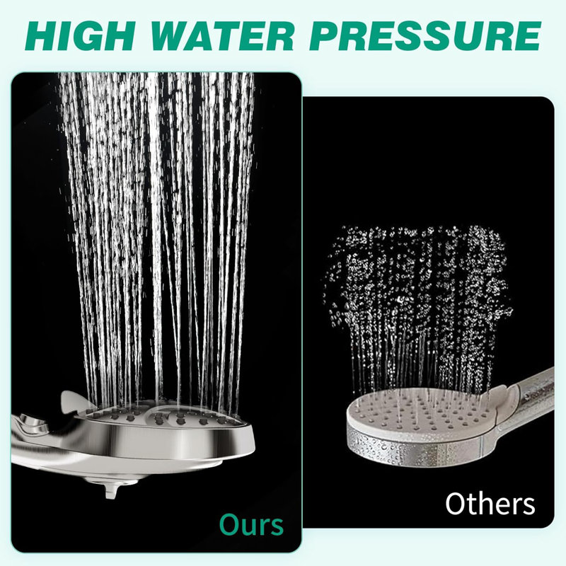 Brushed Nickel Handheld Shower Head with Adjustable Bracket