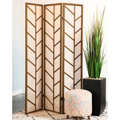 Jute Linen 3 Screen - Soften Room Corners With Style Modern Walnut And Create An Elegant Atmosphere