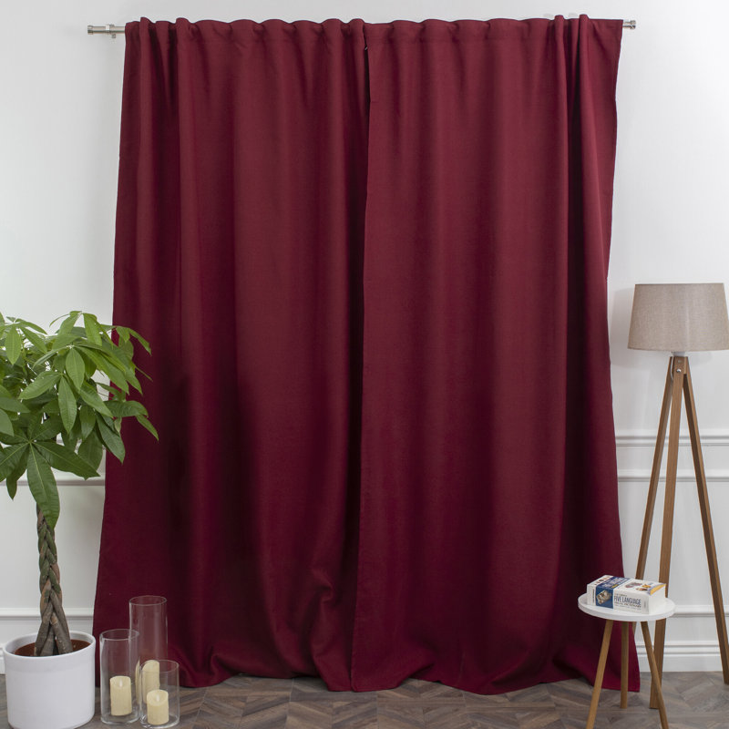 Room Darkening Single Curtain Panel, 130cm Width x 295cm Drop, Burgundy