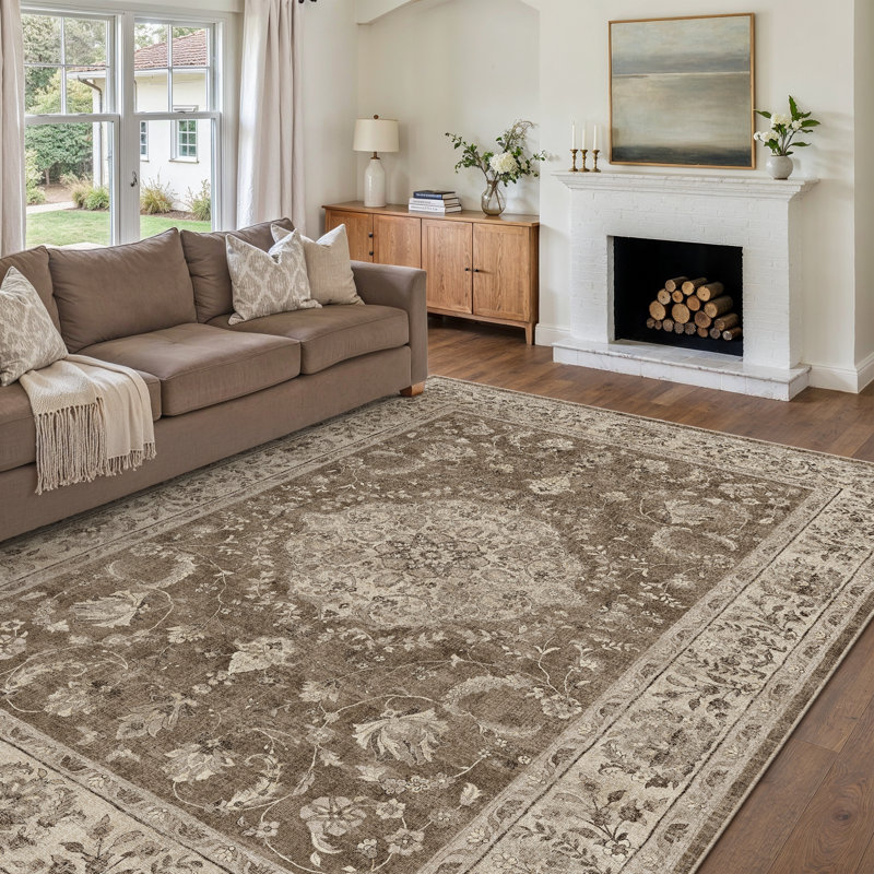 Tapis oriental lavable avec envers antidérapant Vicky, Rectangulaire 8 pi x 10 pi