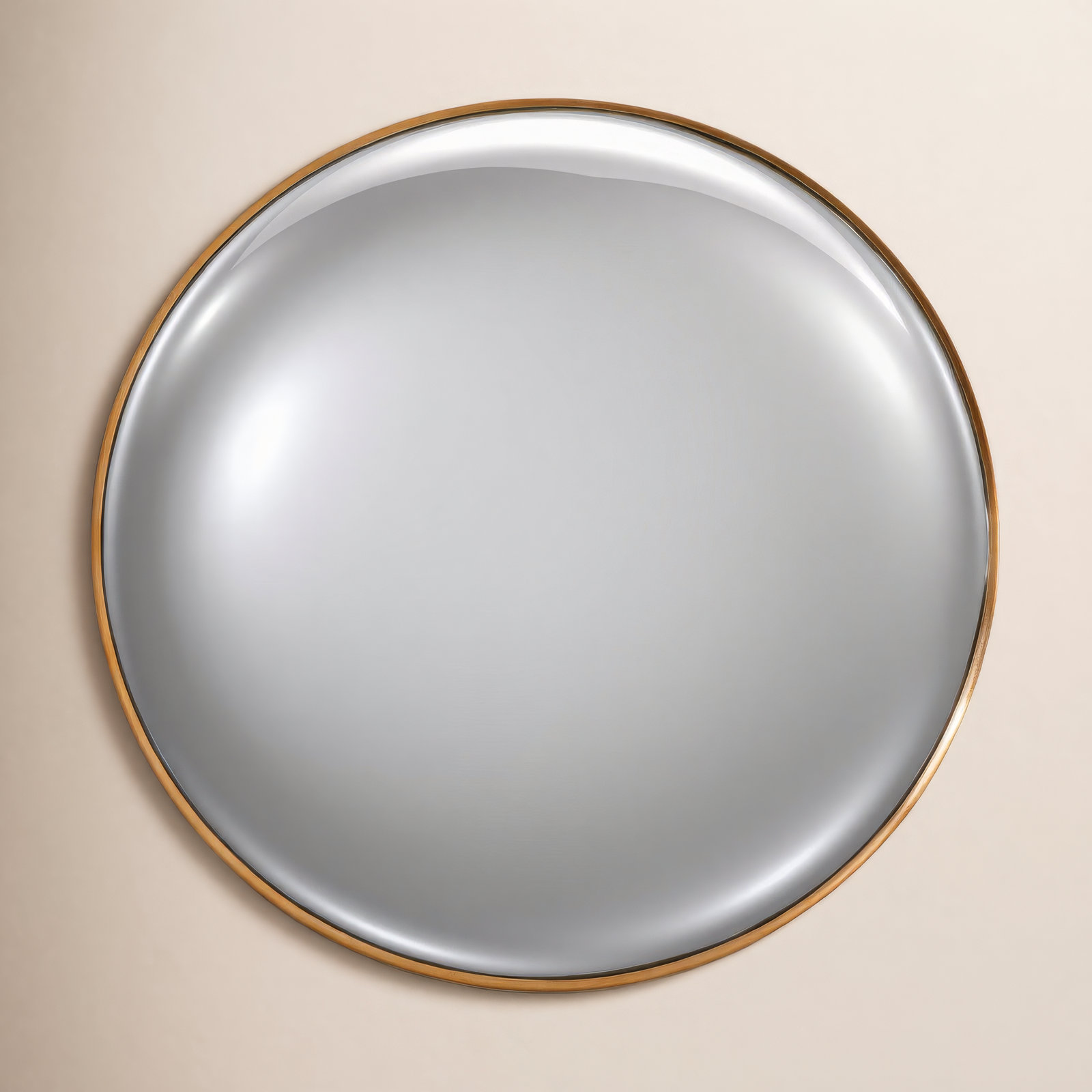 Bonnett Convex Wall Mirror, Vintage Brass