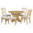 Modern Zanera 5-Piece Dining Table Set, 44" Round Dining Table with Curved Bench & Side Chairs,kitchen table set,dining table set,dining room set-789393346