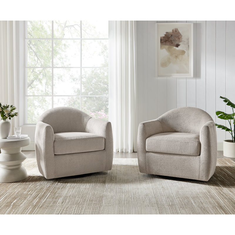 33'' Swivel Barrel Chair In Teddy Fleece (Set Of 2), Camel