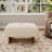 Serava Contemporary Square Upholstered Linen-Blend Tufted Ottoman With Solid Wood Legs