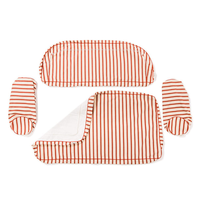 Ensemble de housse pour causeuse Al Fresco, Rouge / blanc / acrylique rayé orange