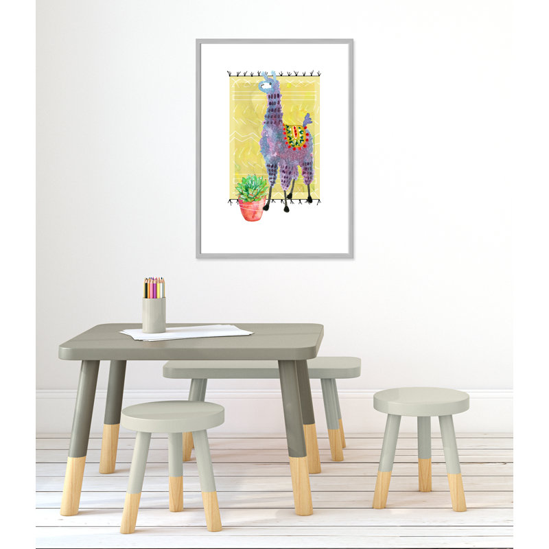 « jolie llama ii », art sur toile, H 35,5 po x l 25,5 po x P 1,18 po, Cadre argenté