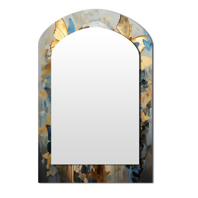 Papillon bleu et doré glamour femme II - miroir mural asymétrique glamour femme