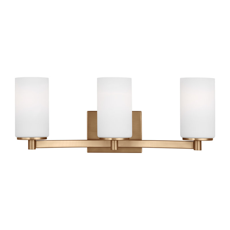 Éclairage pour salle de bain à intensité variable 3 lumières Hettinger, Laiton satiné
