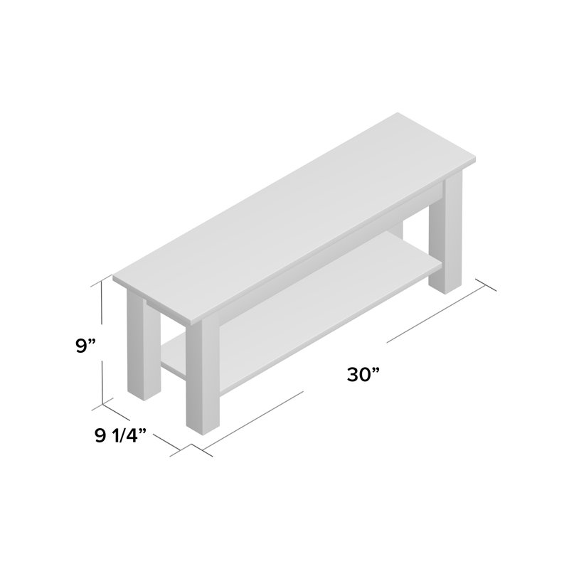 Mccardle Storage Bench, 17" H x 30" W x 12" D, Gray/White