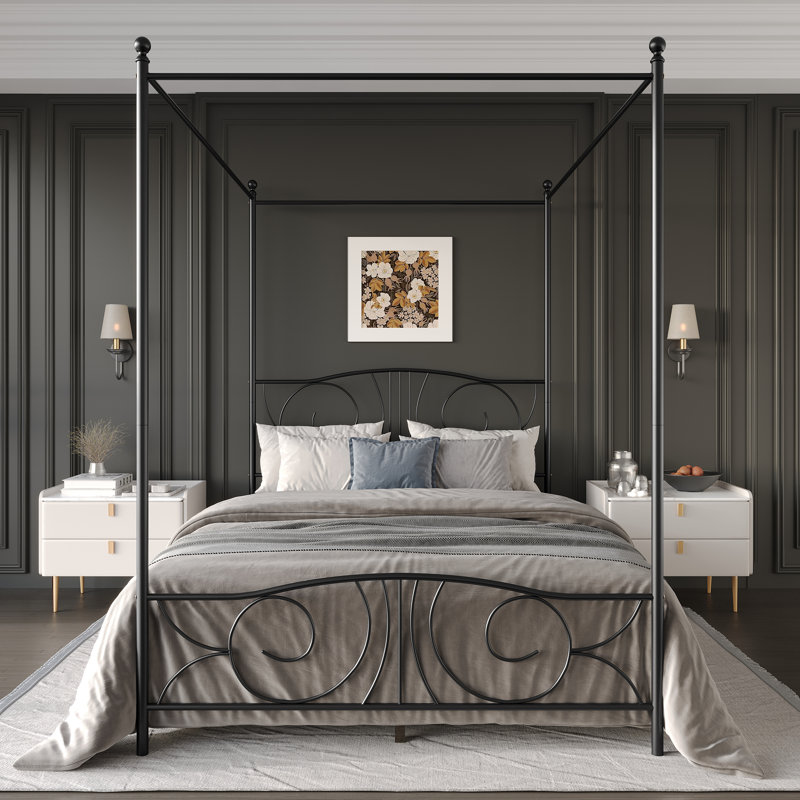 Metal Platform Bed, Full, Black