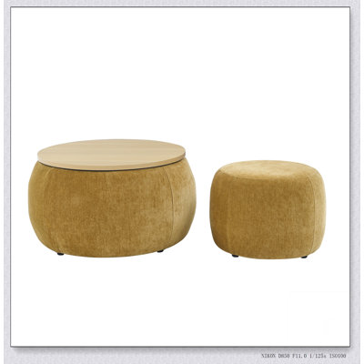 Repose-pieds rond avec rangement, fonction 2 en 1, table de bout et repose-pieds, avec petit siège, vert (25 po x 25 po x 14,7 po)