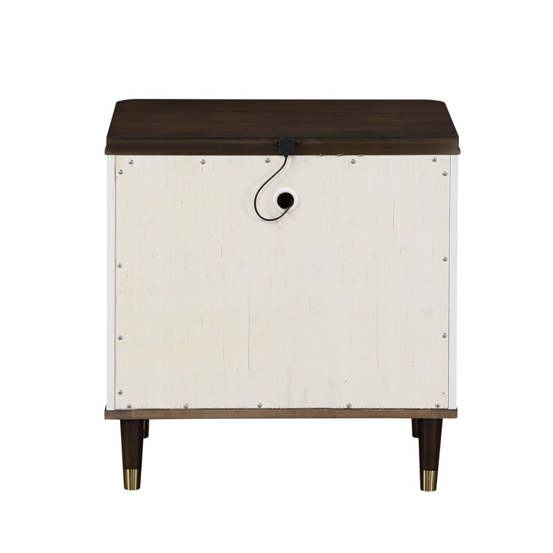 Ensemble de chambre à coucher 3 pièces rembourrée, très grand lit plateforme tapissier avec 2 tables de chevet, cadre de lit en chenille avec support à lattes de bois, ensemble de table de chevet cannelée à 2 tiroirs, finition blanche et noyer