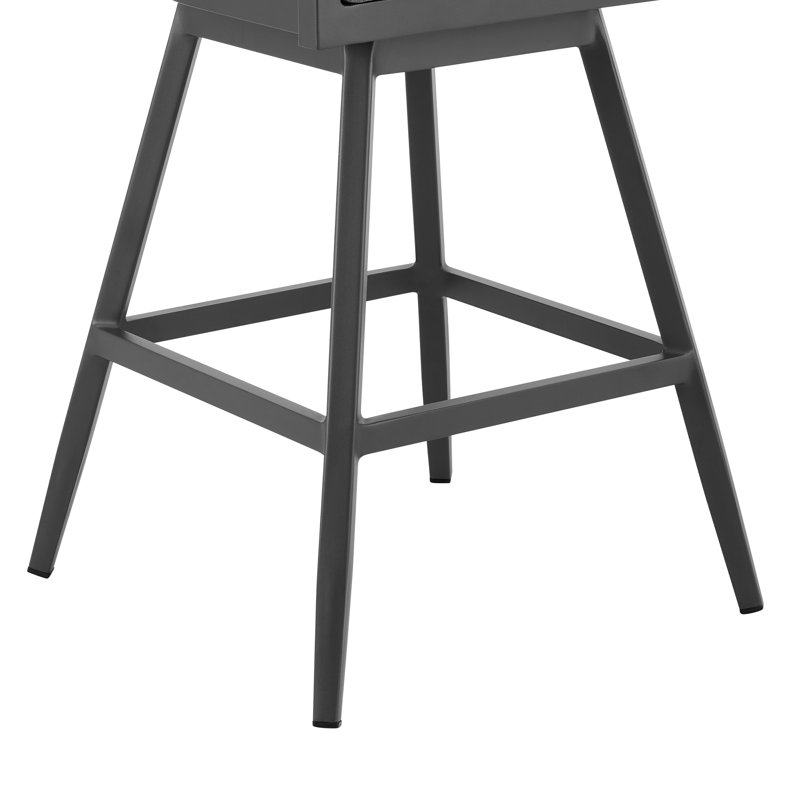 Tabouret d'extérieur en métal avec coussin Evalyn Chalsie, 26"