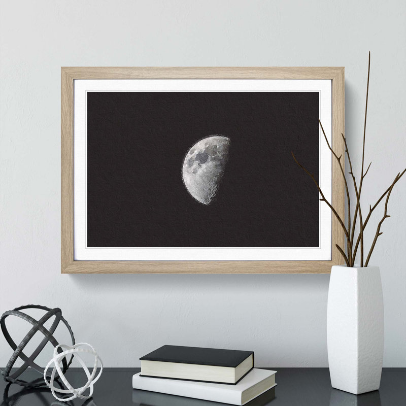 Half Moon - Picture Frame Photograph Print, 48cm H x 65cm W x 2cm D, Oak Framed