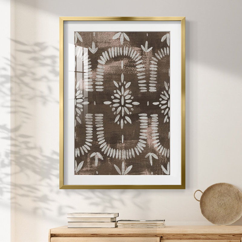 Espresso Batik I -Framed Print, 28.5" H x 20.5" W, Gold
