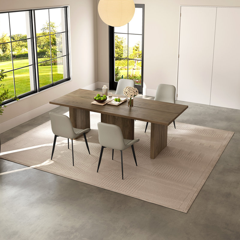 85.03" Rectangular Brown Dining Table Set with 4 Chairs for Kitchen, Bar, Living Room,Modern Farmhouse Large Kitchen Table Set
