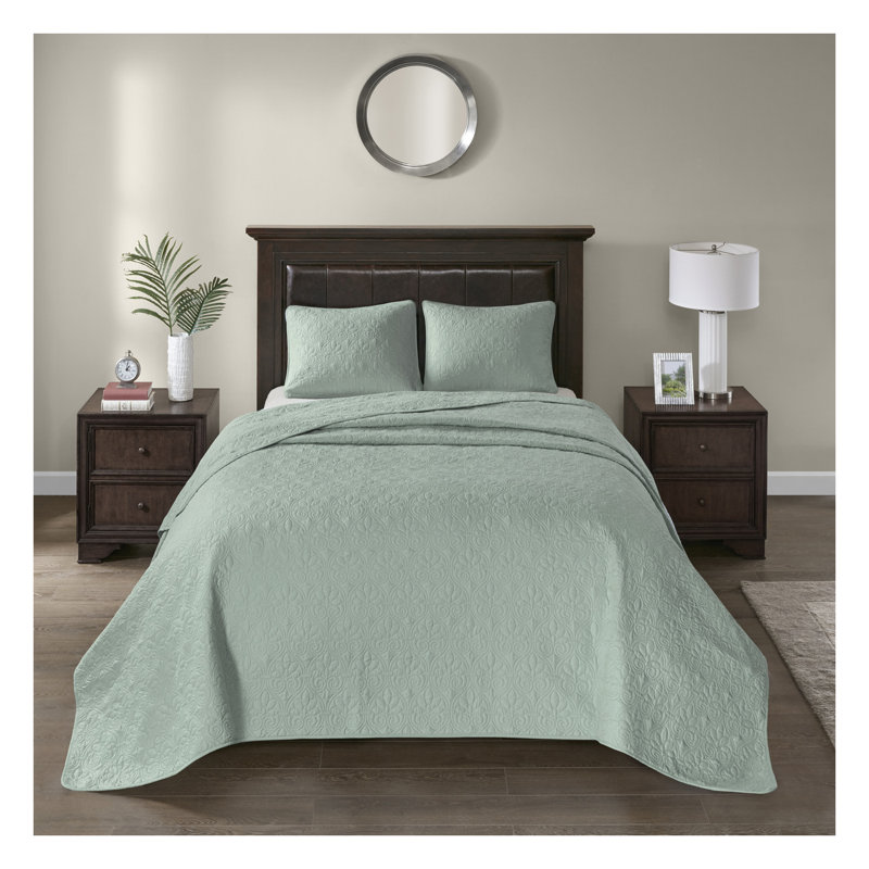 Ensemble de courtepointe réversible Seafoam King / Cal King, Courtepointe pour très grand lit + 2 tailles déc, Vert