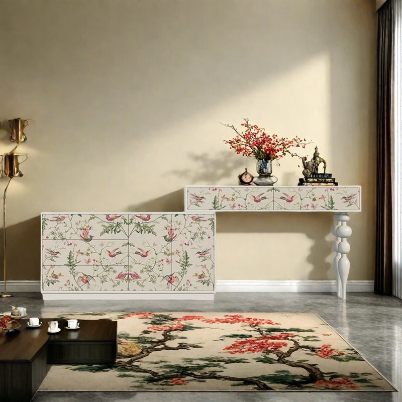 Cream Style Solid Wood Dressing Table, White